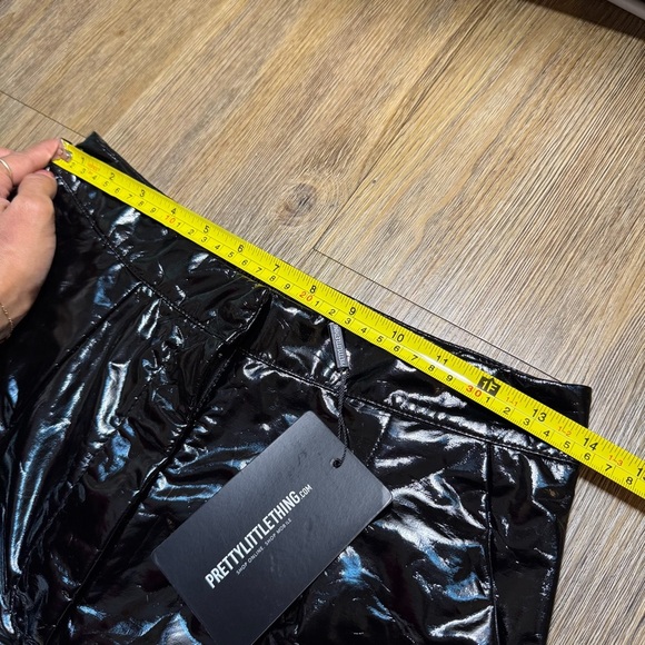 PrettyLittleThing Shiny Black Vinyl Faux Leather Faux Latex Sexy Pants NWT - Picture 5 of 12